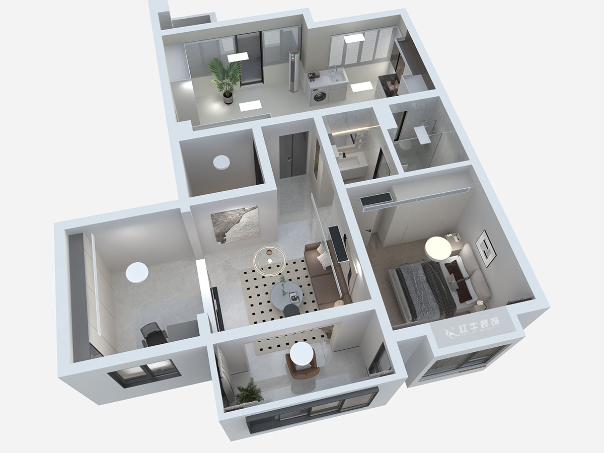 蒋琛｜香榭里8-3-1101-260㎡-现代简约风格｜4室3厅2卫｜老房装修｜定制家｜全包29万｜00_06鸟瞰图